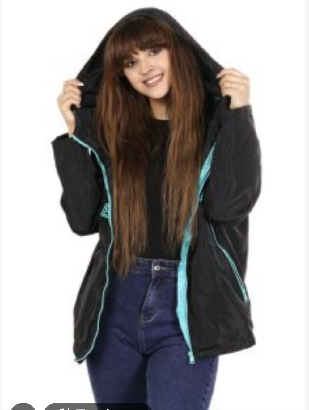 HP sport By Harve Benarad Black Hooded Jacket with Aqua Trim - Women's Size L